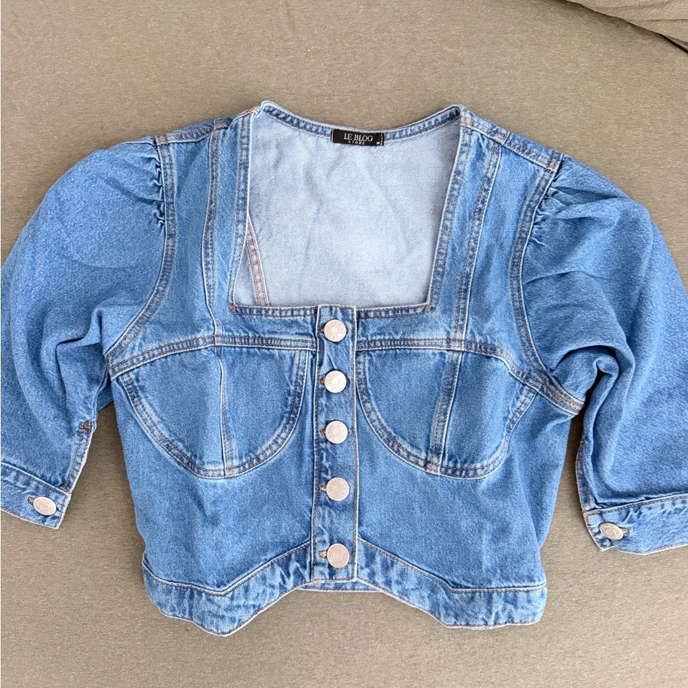 Le Blog Denim Cropped Jacket